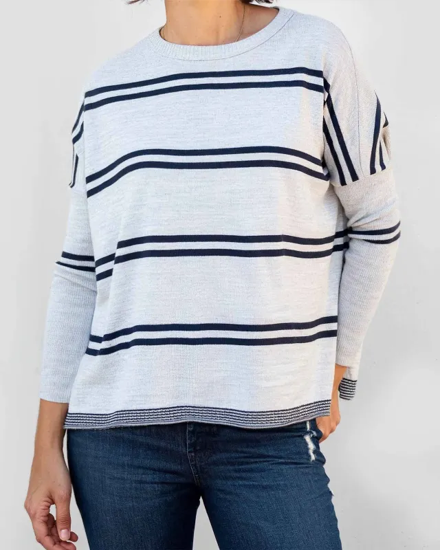 Catalina Sweater - Ash/Navy Stripe sold by Mersea