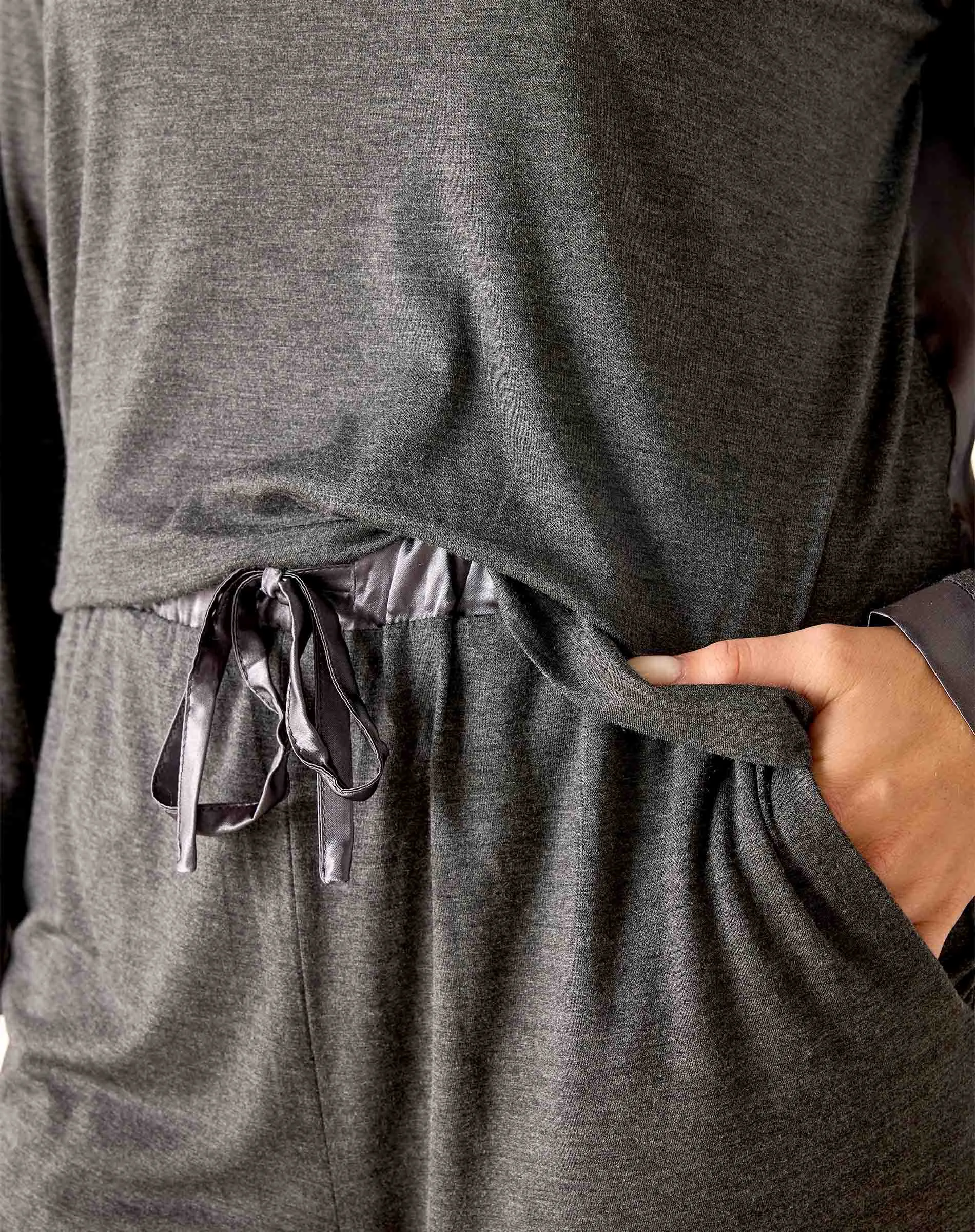 Satin Sailor Modal Pajama Set - Grey Eclipse sold by Mersea product image thumbnail 4