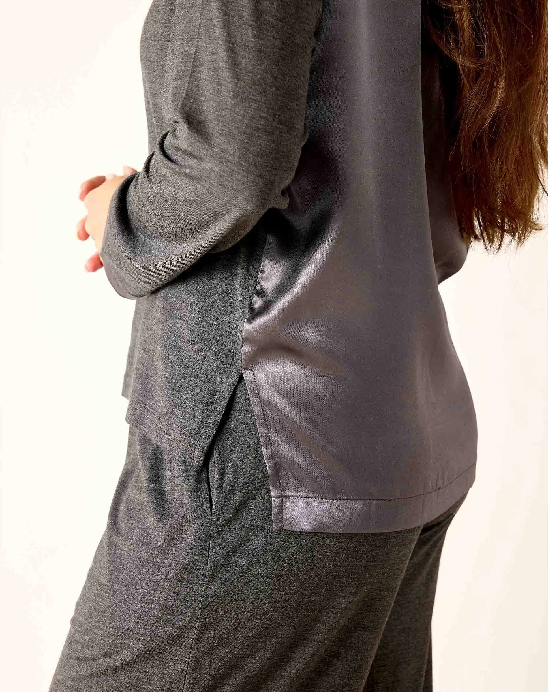 Satin Sailor Modal Pajama Set - Grey Eclipse sold by Mersea product image thumbnail 5