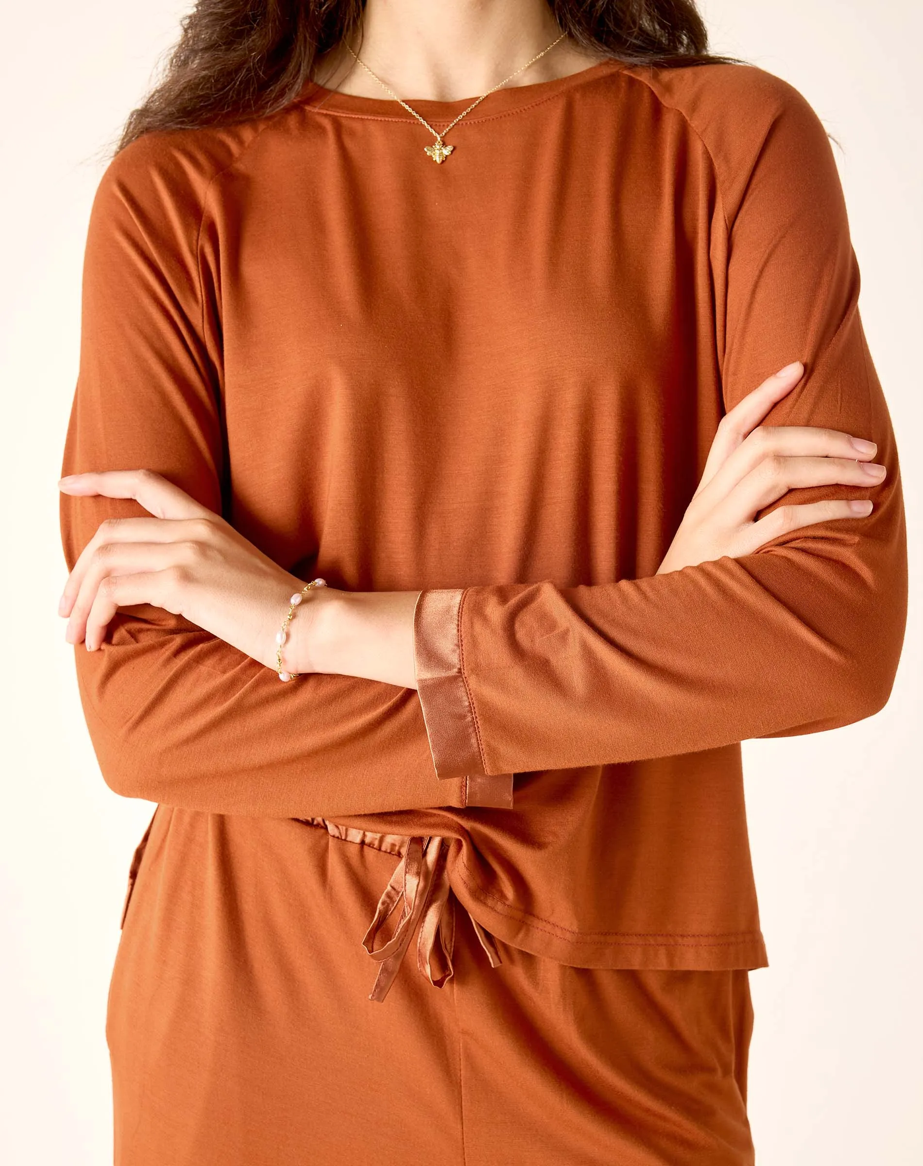 Satin Sailor Modal Pajama Set - Rustic Dawn sold by Mersea product image thumbnail 4