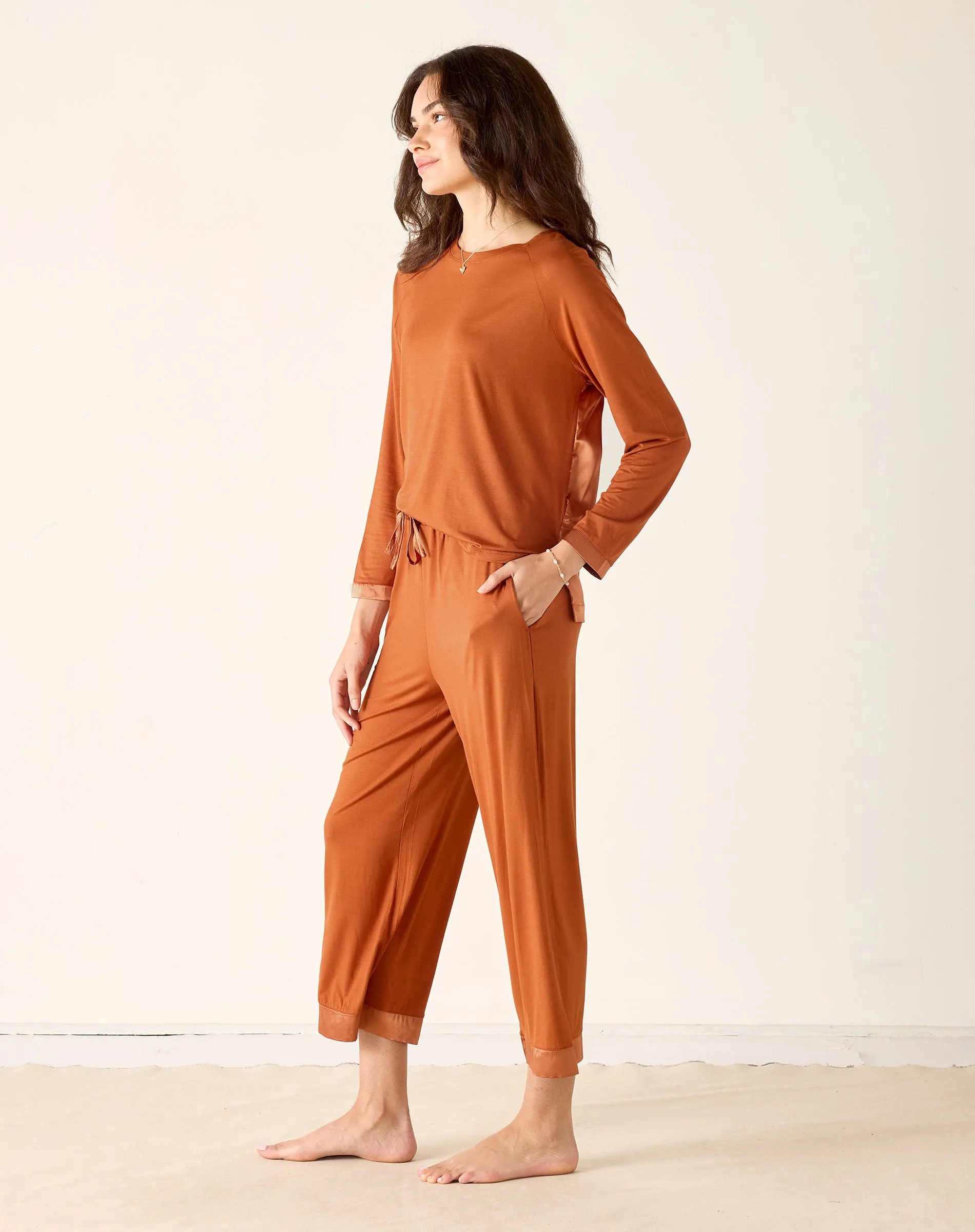 Satin Sailor Modal Pajama Set - Rustic Dawn sold by Mersea product image thumbnail 2