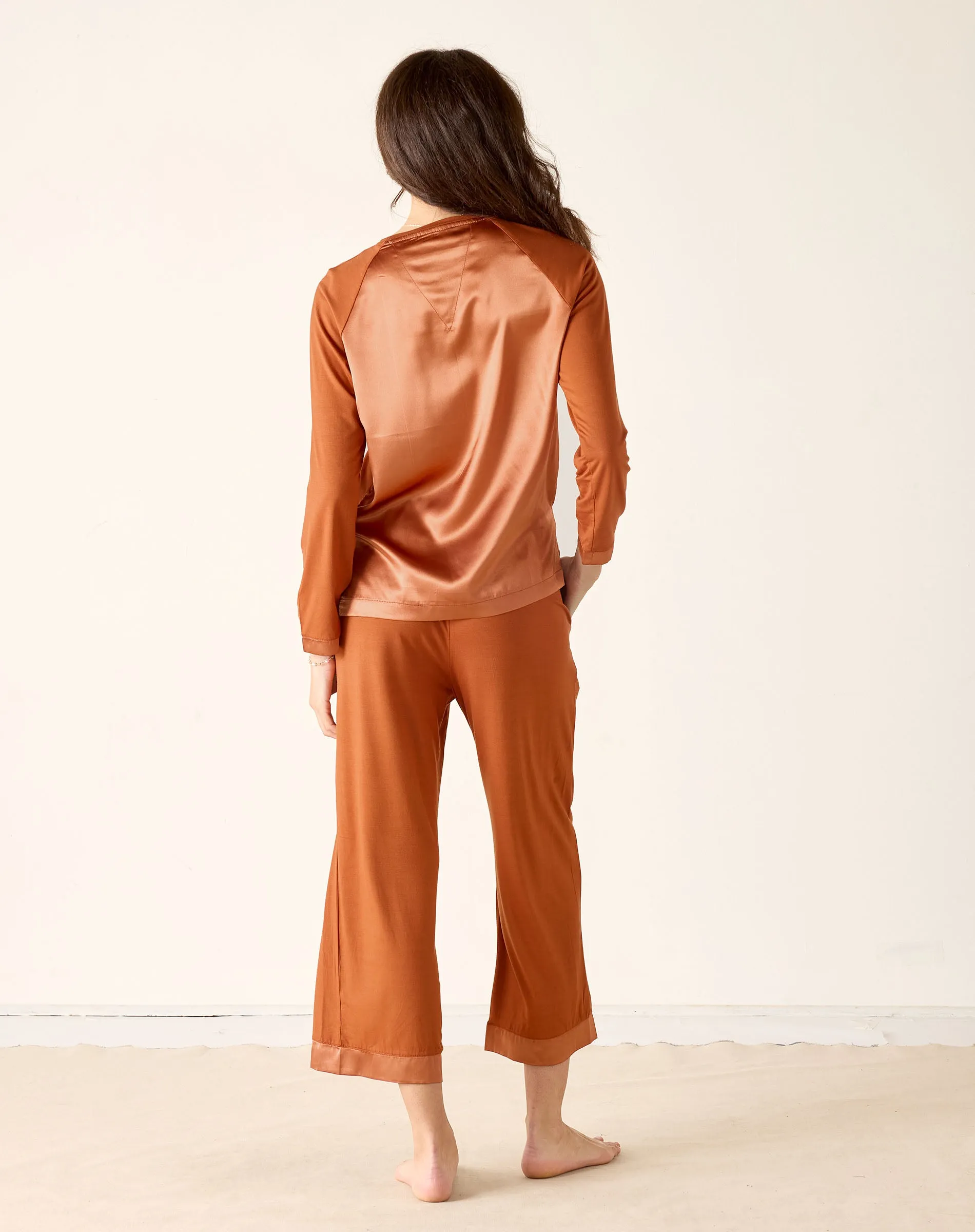 Satin Sailor Modal Pajama Set - Rustic Dawn sold by Mersea product image thumbnail 3