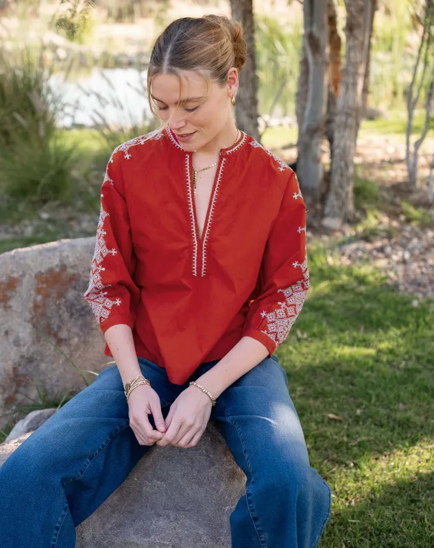 Pego Embroidered Top made by Mersea