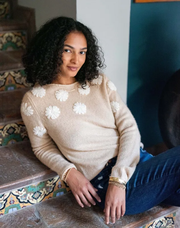 Camellia Cashmere Embroidered Sweater sold by Mersea