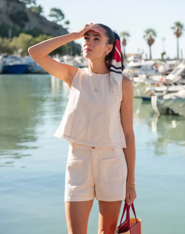 Luna Twill Paneled Top made by Mersea