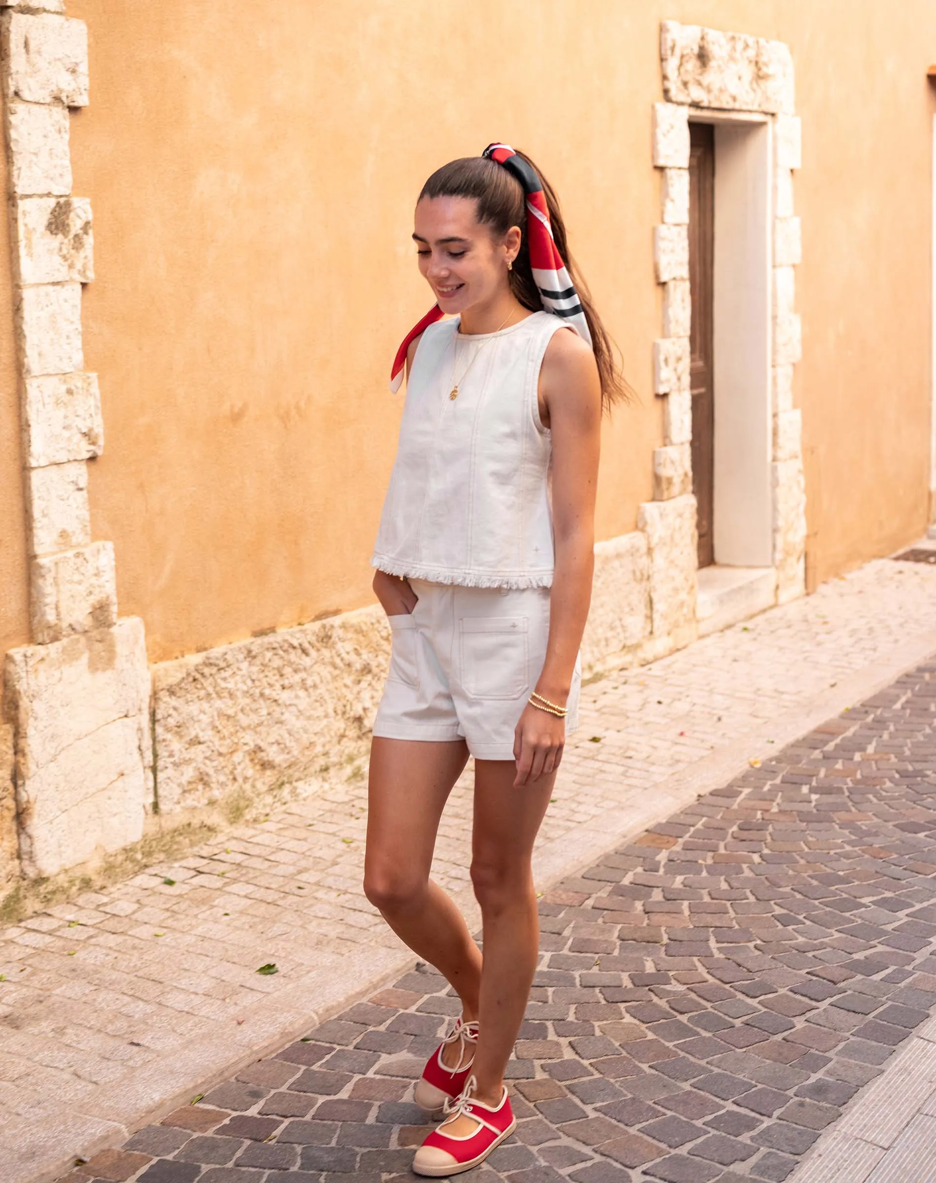 Luna Twill Paneled Top sold by Mersea product image thumbnail 4