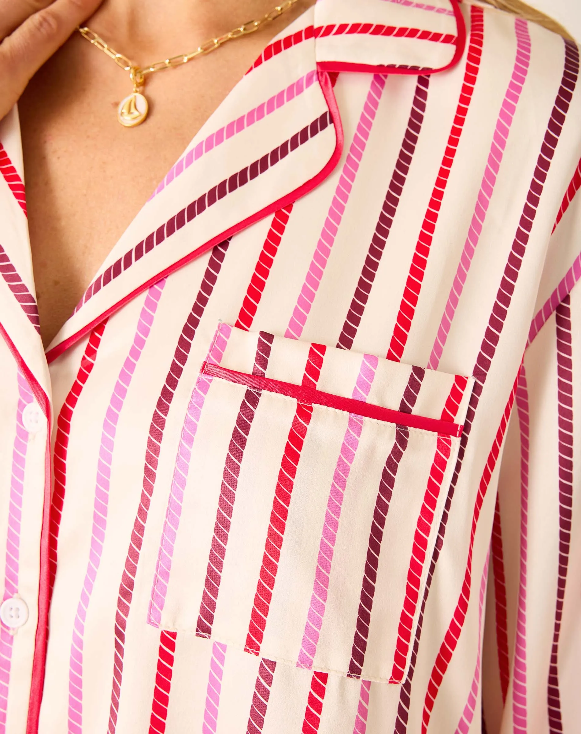 Satin Sailor Pajama Set - Multi Carousel Stripe sold by Mersea product image thumbnail 4