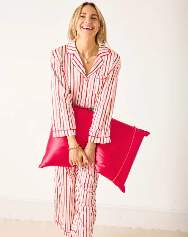 Satin Sailor Pajama Set - Multi Carousel Stripe made by Mersea
