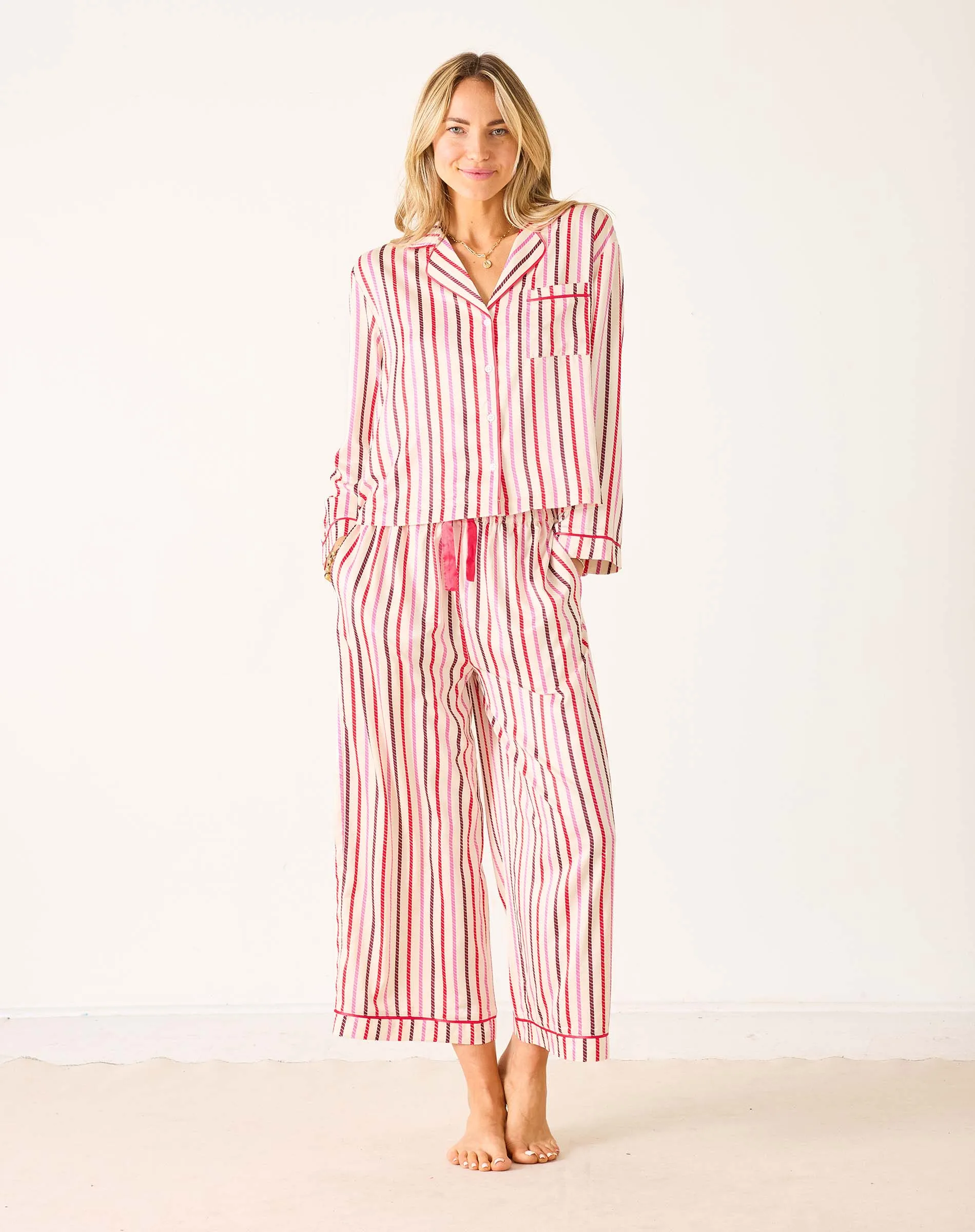 Satin Sailor Pajama Set - Multi Carousel Stripe sold by Mersea product image thumbnail 2