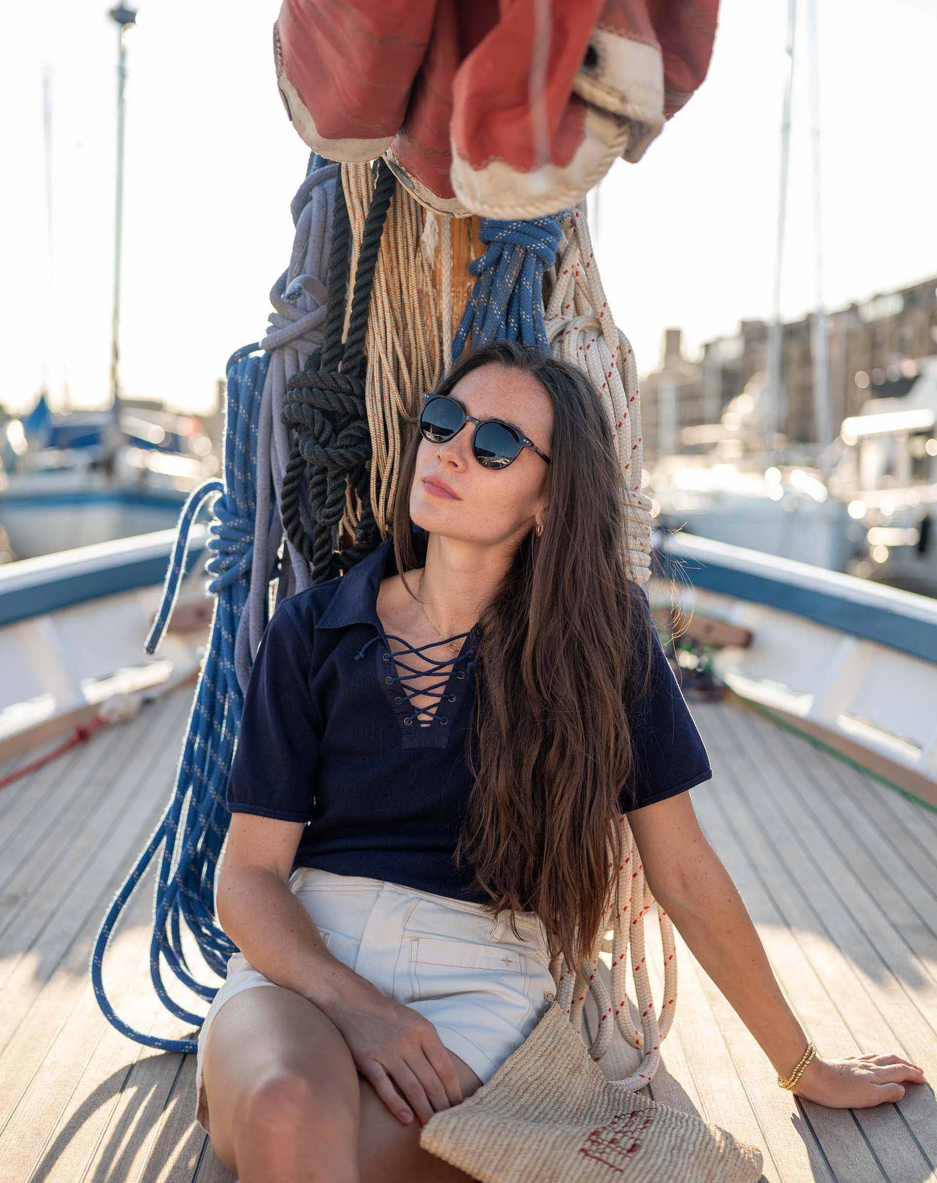 Earhart Short Sleeve Lace Up Tee sold by Mersea product image thumbnail 5