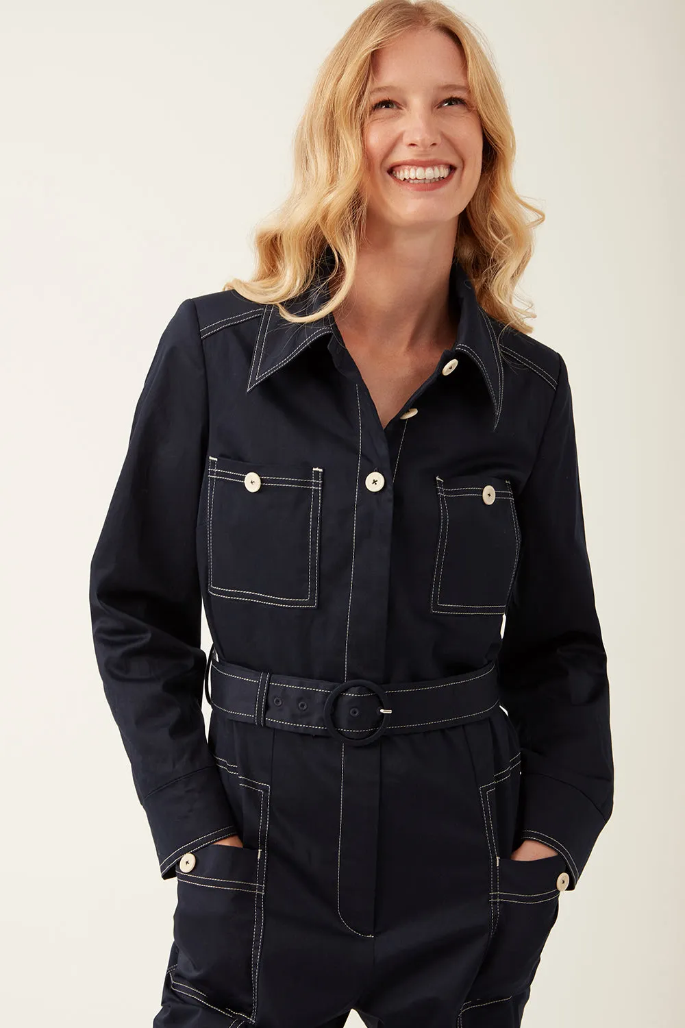Laurie Jumpsuit Navy sold by Mirla Beane product image thumbnail 3