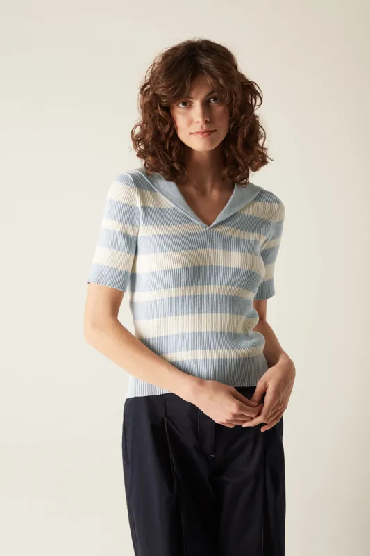 Lee Organic Blue Short Sleeve Knit sold by Mirla Beane