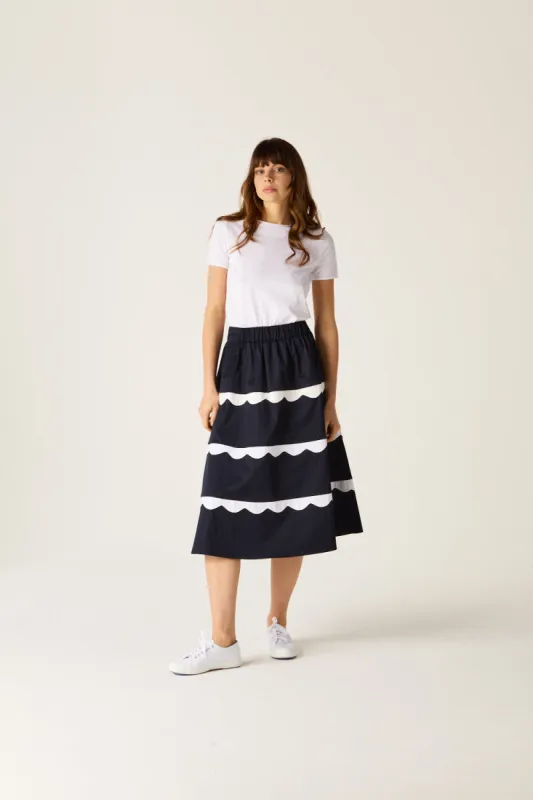 Francesca Scallop Skirt Navy sold by Mirla Beane