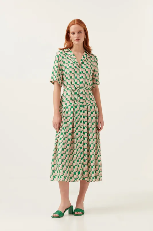 Pink/ Green Checkerboard Shirt Dress made by Mirla Beane