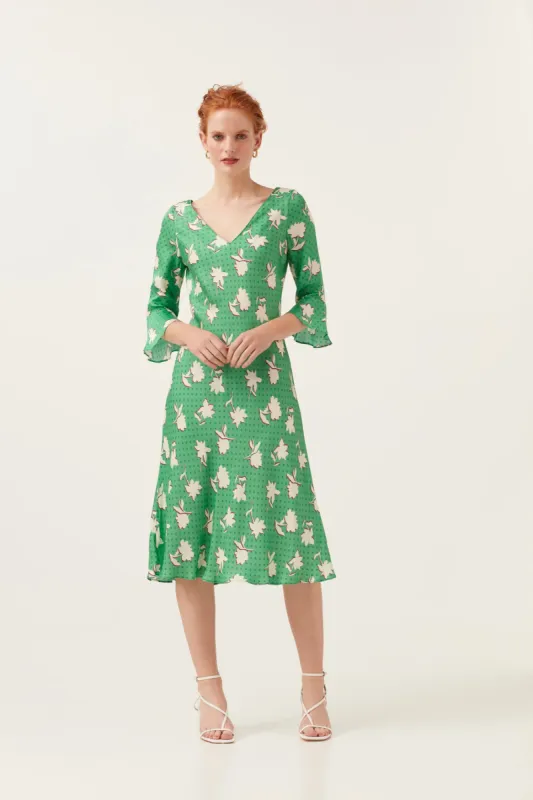 Polka Dot Floral 3/4 Sleeve  Dress sold by Mirla Beane