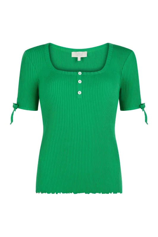 Rib Short Sleeve T Shirt Green sold by Mirla Beane