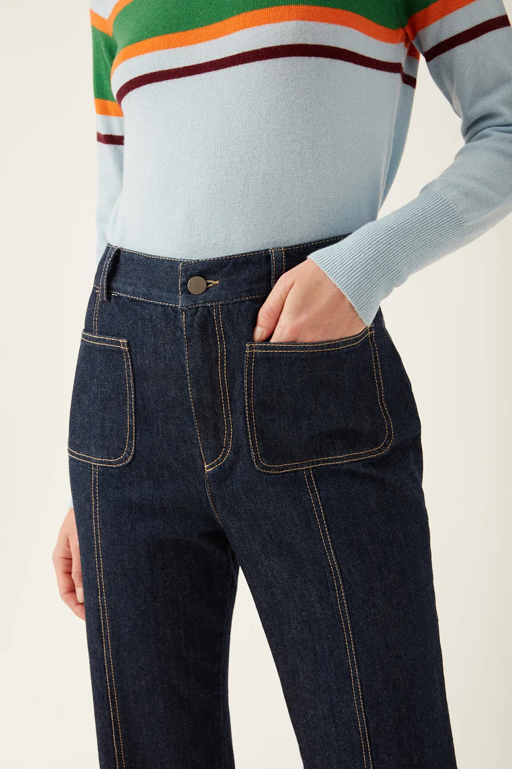 Denim Jean with Patch Pockets and a Bootcut Leg sold by Mirla Beane product image thumbnail 4