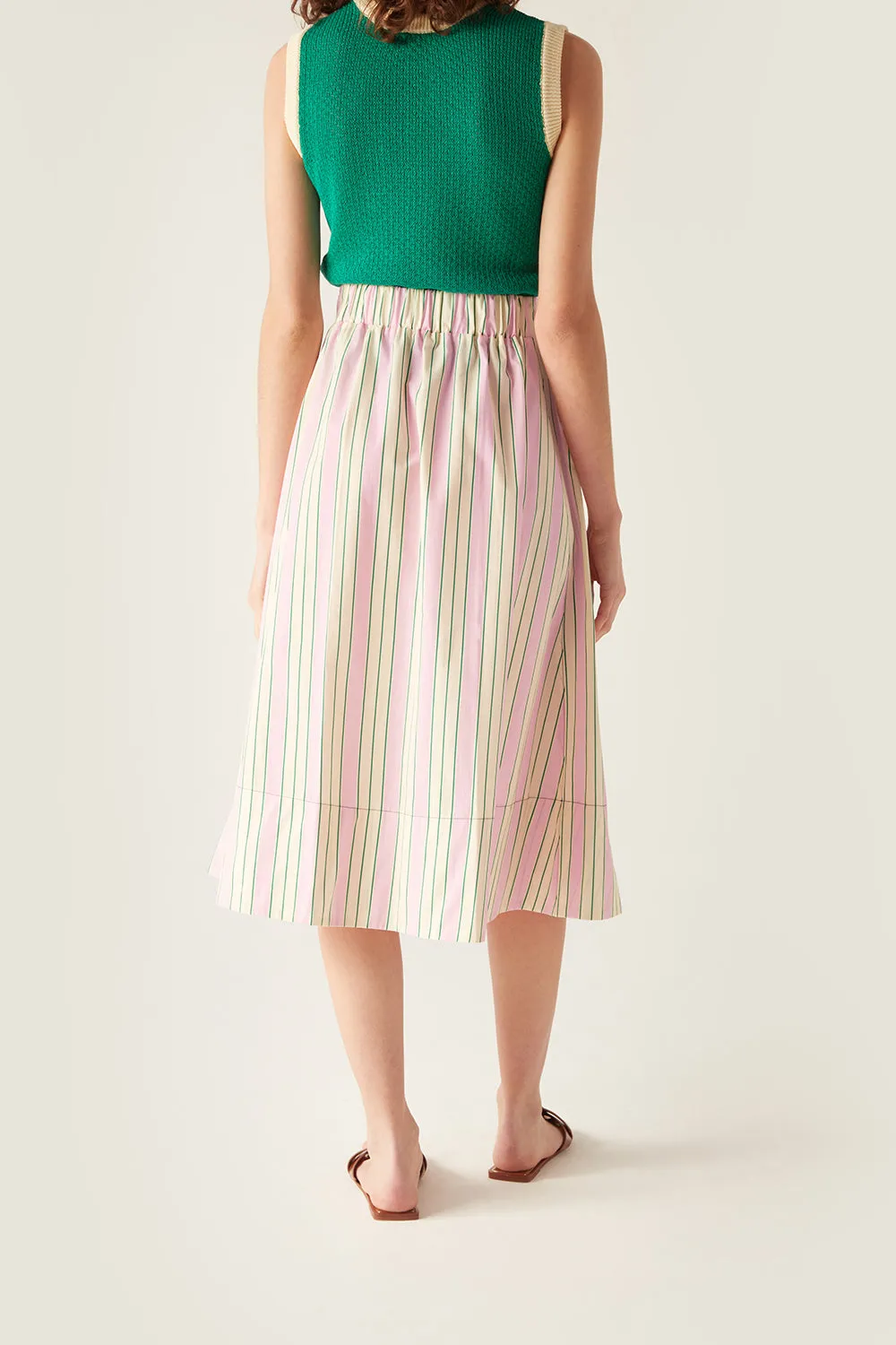 Niki Elasticated Waist Skirt Pink Stripe sold by Mirla Beane product image thumbnail 5