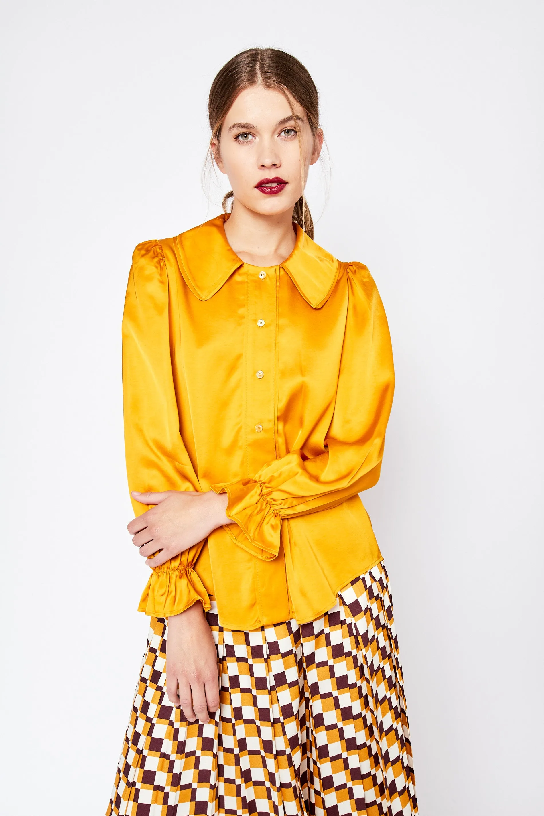 Saffron Statement Collar Blouse sold by Mirla Beane