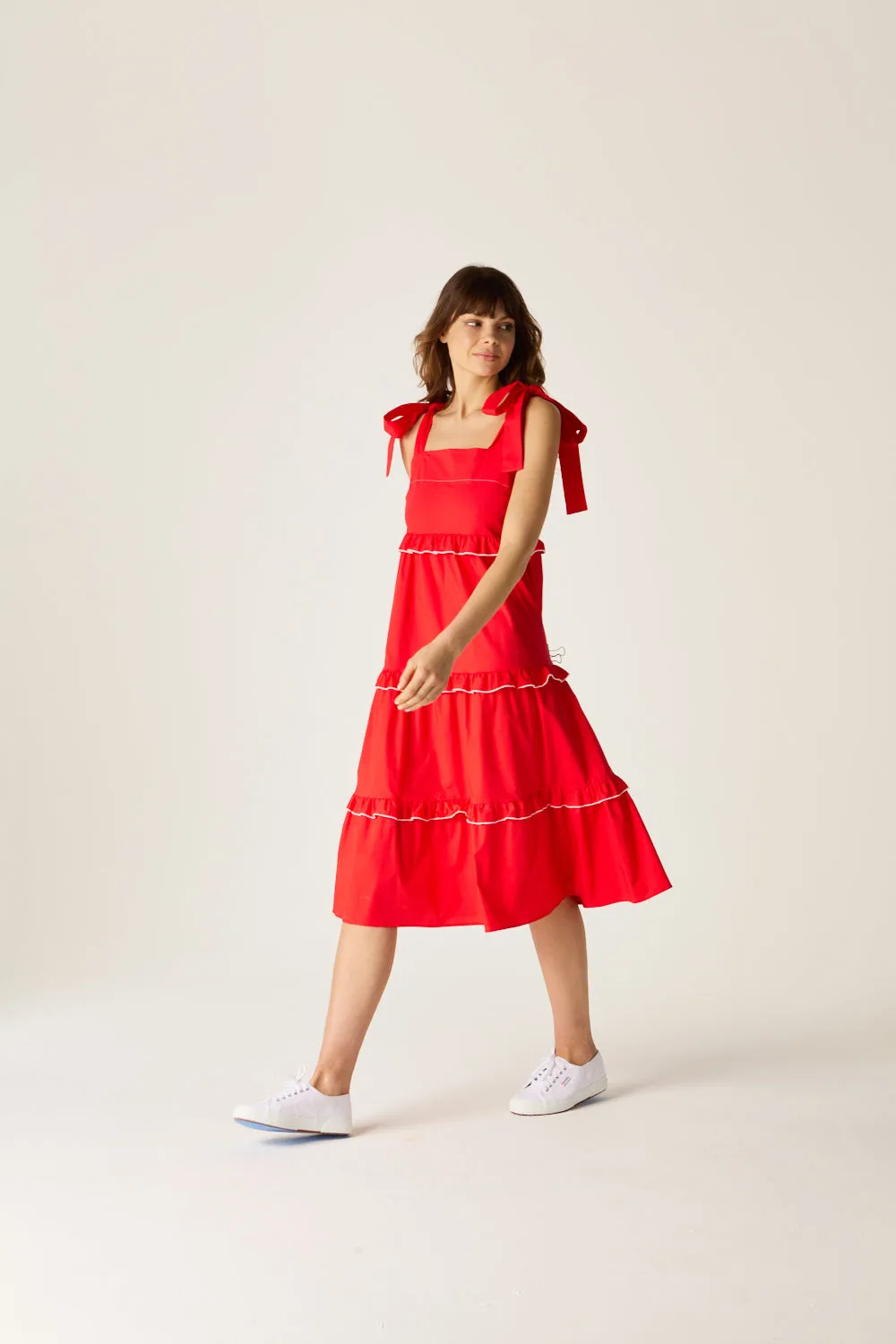 Frankie Sundress Red sold by Mirla Beane