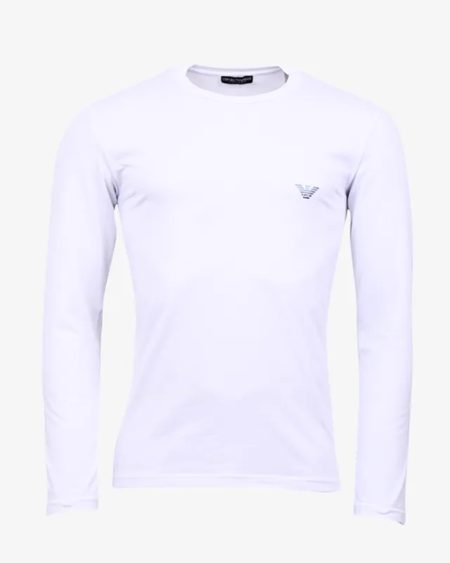 Langærmet shiny logo t-shirt - Hvid sold by Modish