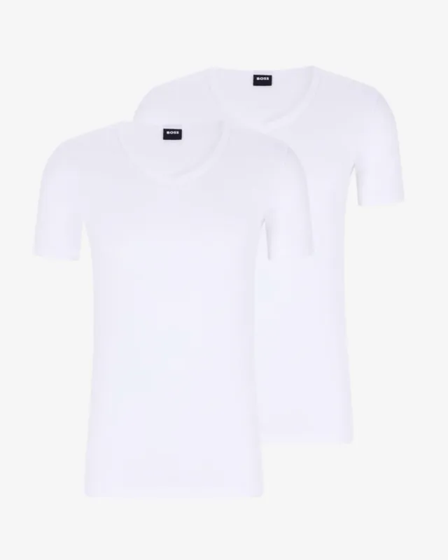 V-hals slim t-shirt 2-pak - Hvid sold by Modish