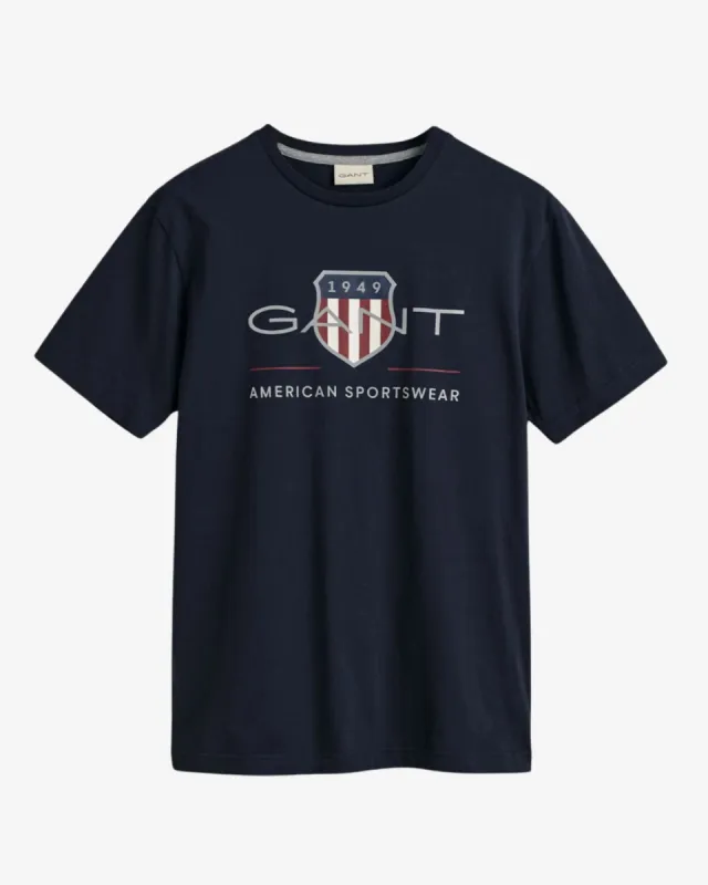 Reg archive shield t-shirt - Navy sold by Modish