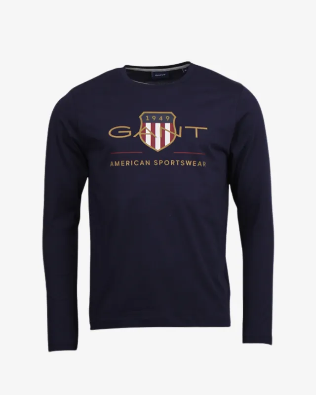 Langærmet shield t-shirt - Navy sold by Modish