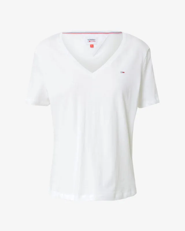 Slim fit logo v-hals dame t-shirt - Hvid made by Tommy Hilfiger