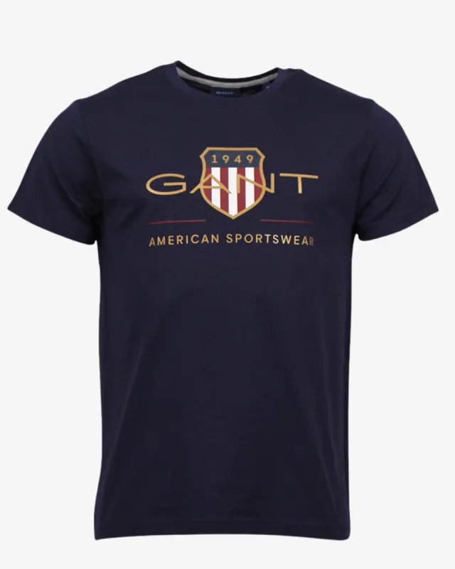D2. shield t-shirt - Navy sold by Modish