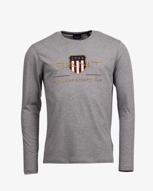 Langærmet shield t-shirt - Grå sold by Modish