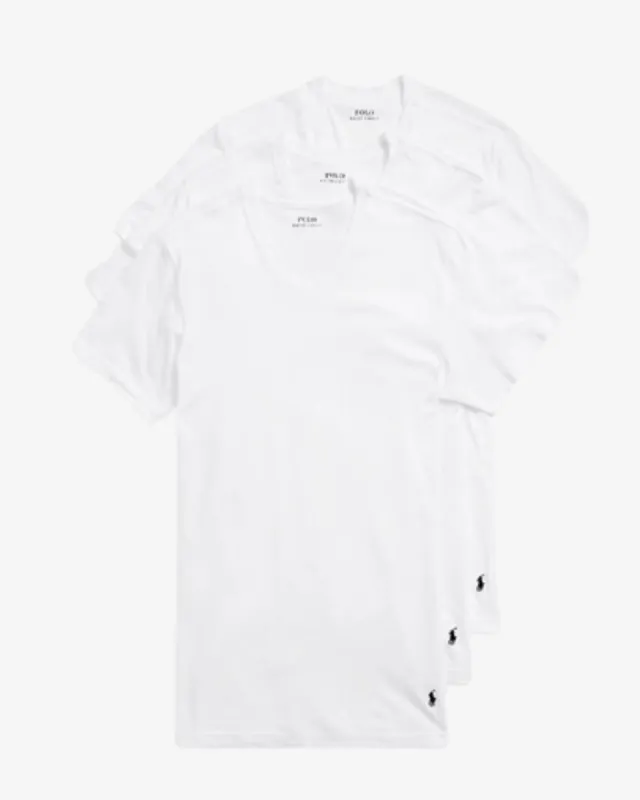 V-hals t-shirt 3-pak - Hvid made by Ralph Lauren