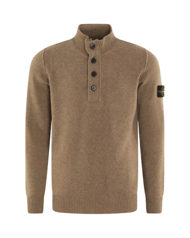 Half Zip knit Sweatshirt i lammeuld - valnød brun sold by Modish