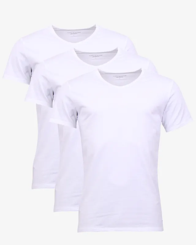 V-hals stræk t-shirt 3-pak - Hvid sold by Modish