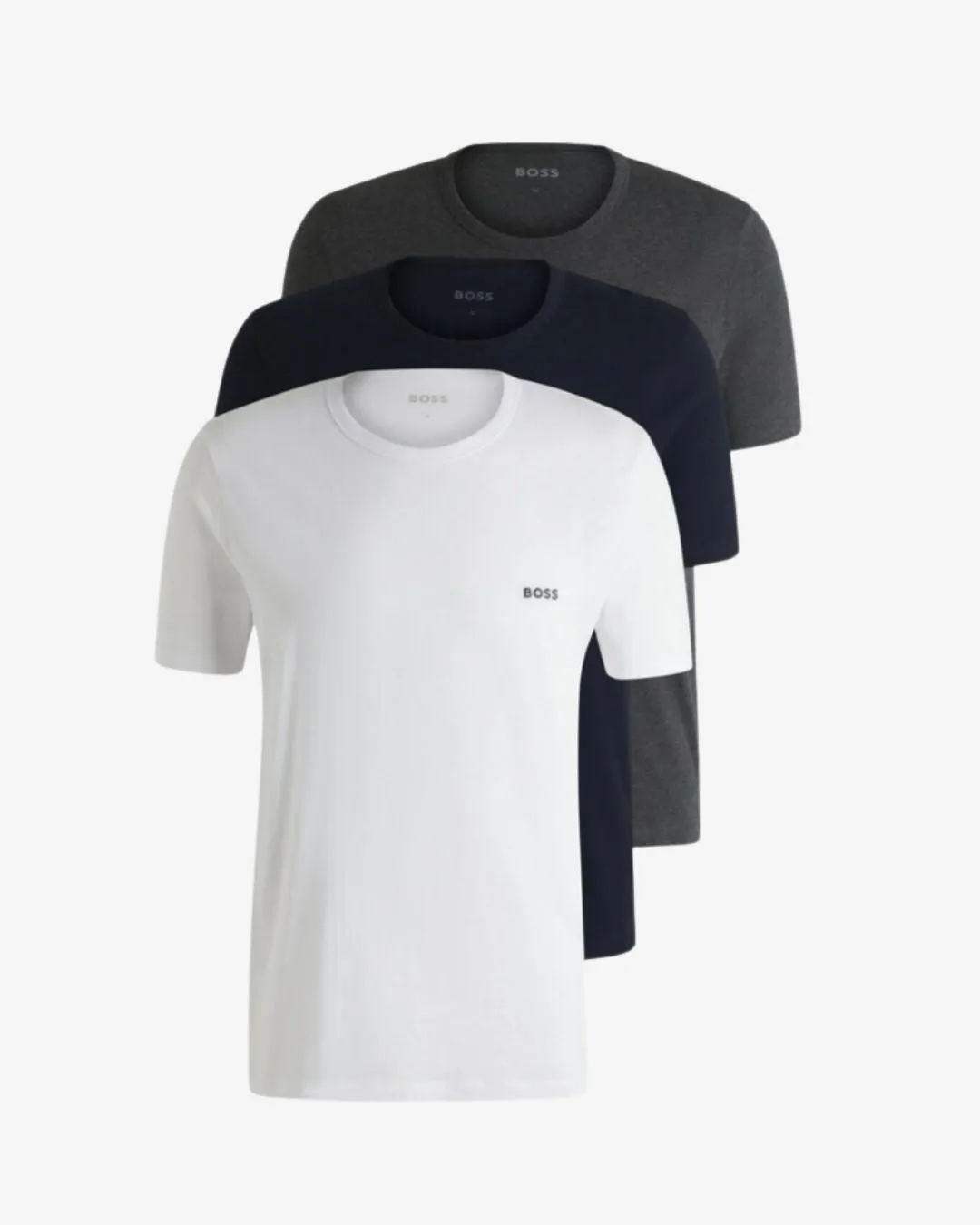 3-pak Rund hals t-shirt - Hvid/blå/grå sold by Modish