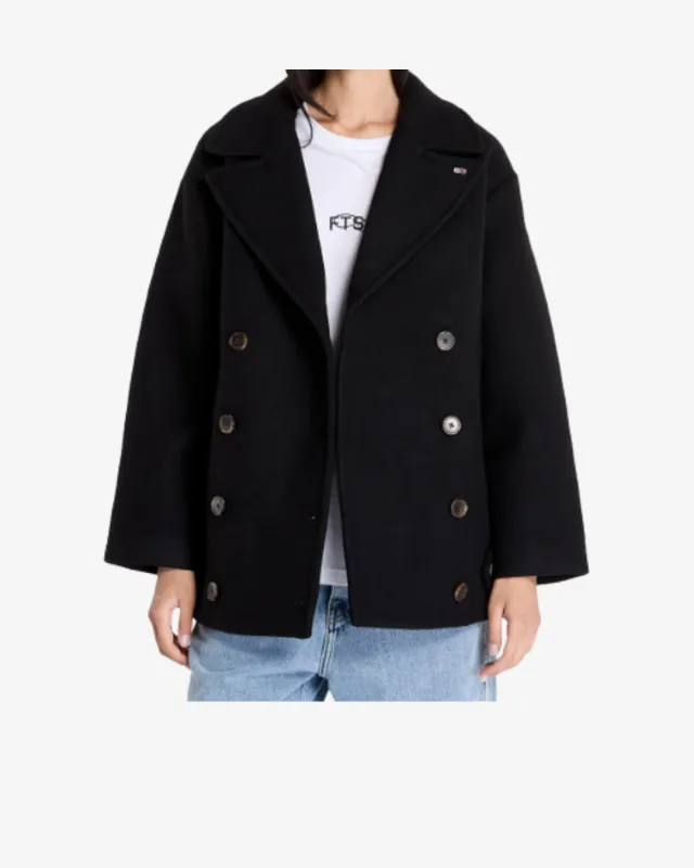 TJW WOOL PEACOAT DAME - Sort made by Tommy Hilfiger