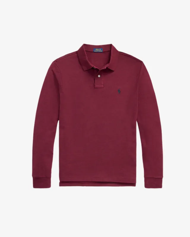 Langærmet custom slim fit polo - Bordeaux sold by Modish