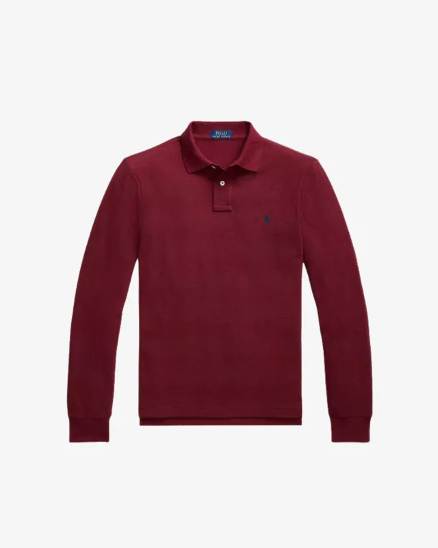 Langærmet slim fit polo - Bordeaux made by Ralph Lauren