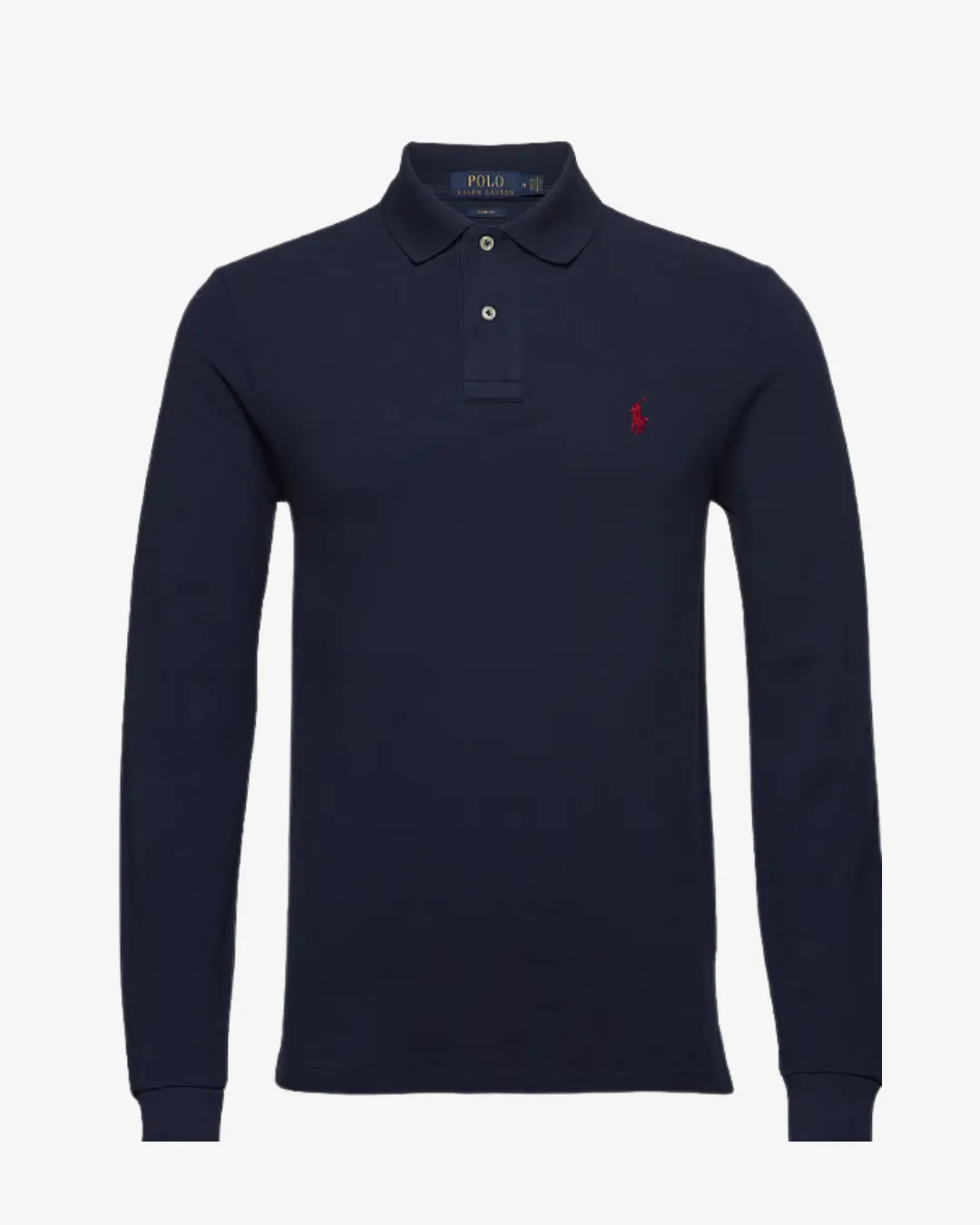 Langærmet slim fit polo - Navy sold by Modish