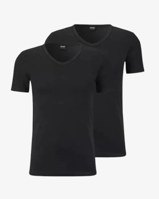 V-hals slim t-shirt 2-pak - Sort sold by Modish