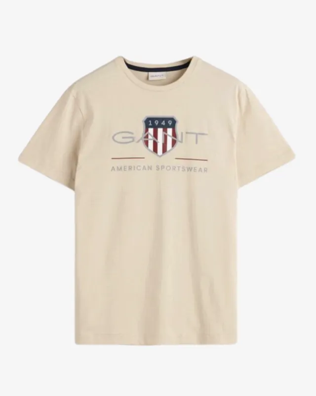 Reg archive shield t-shirt - Sand sold by Modish