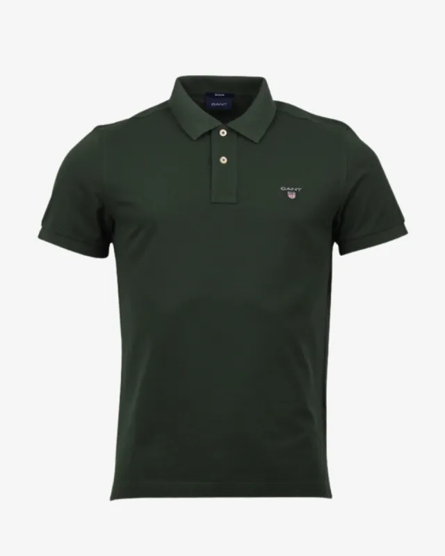 Reg shield pique polo - Mørkegrøn sold by Modish