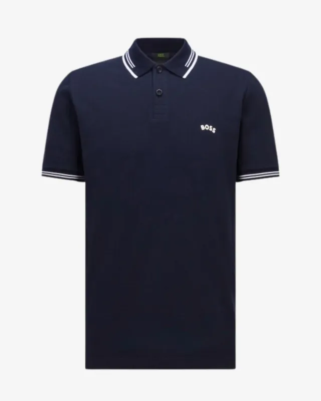 Paul curved polo - Navy / Hvid sold by Modish