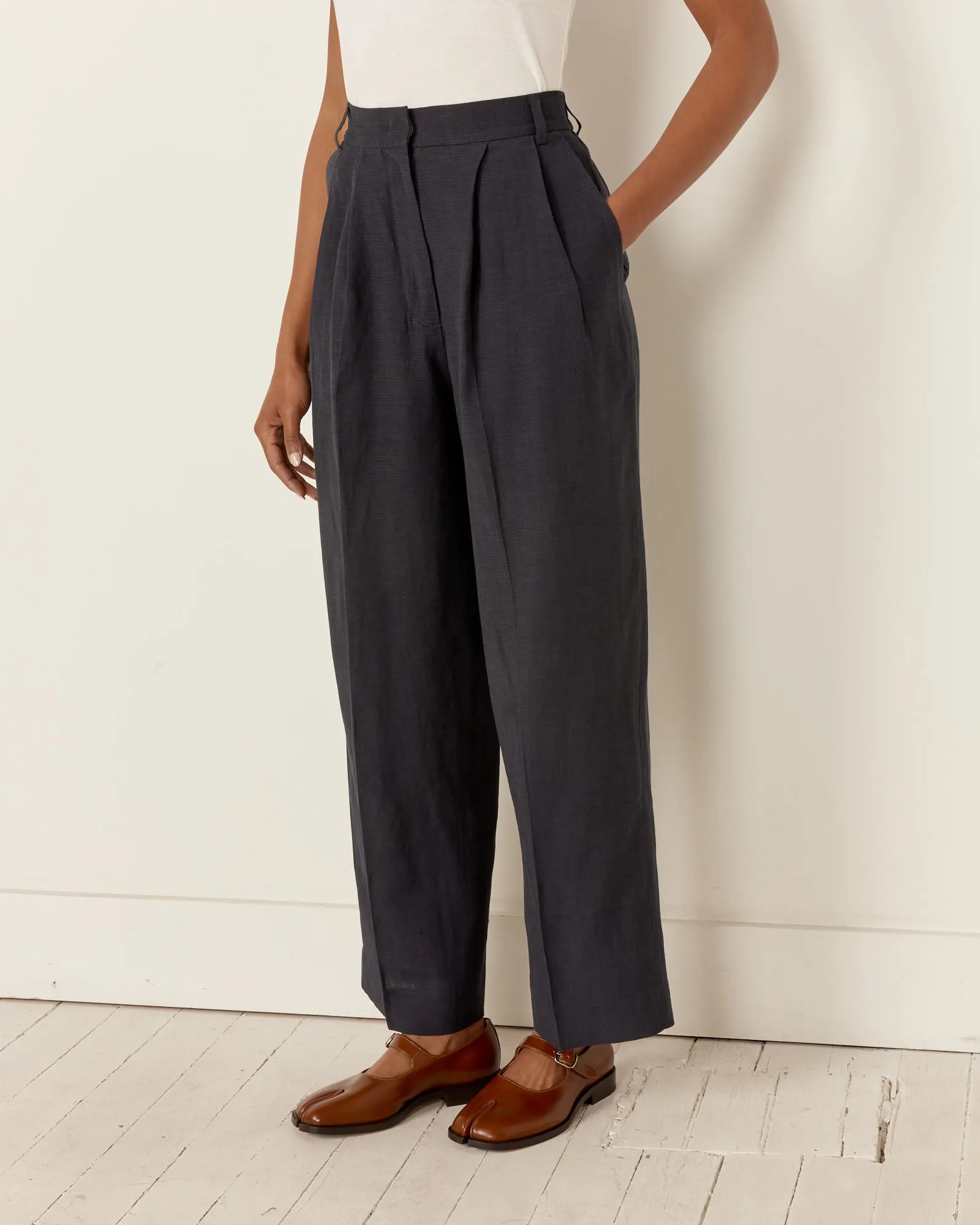 Linen Blend Wide Leg Pants in Navy sold by Mohawk General Store product image thumbnail 3