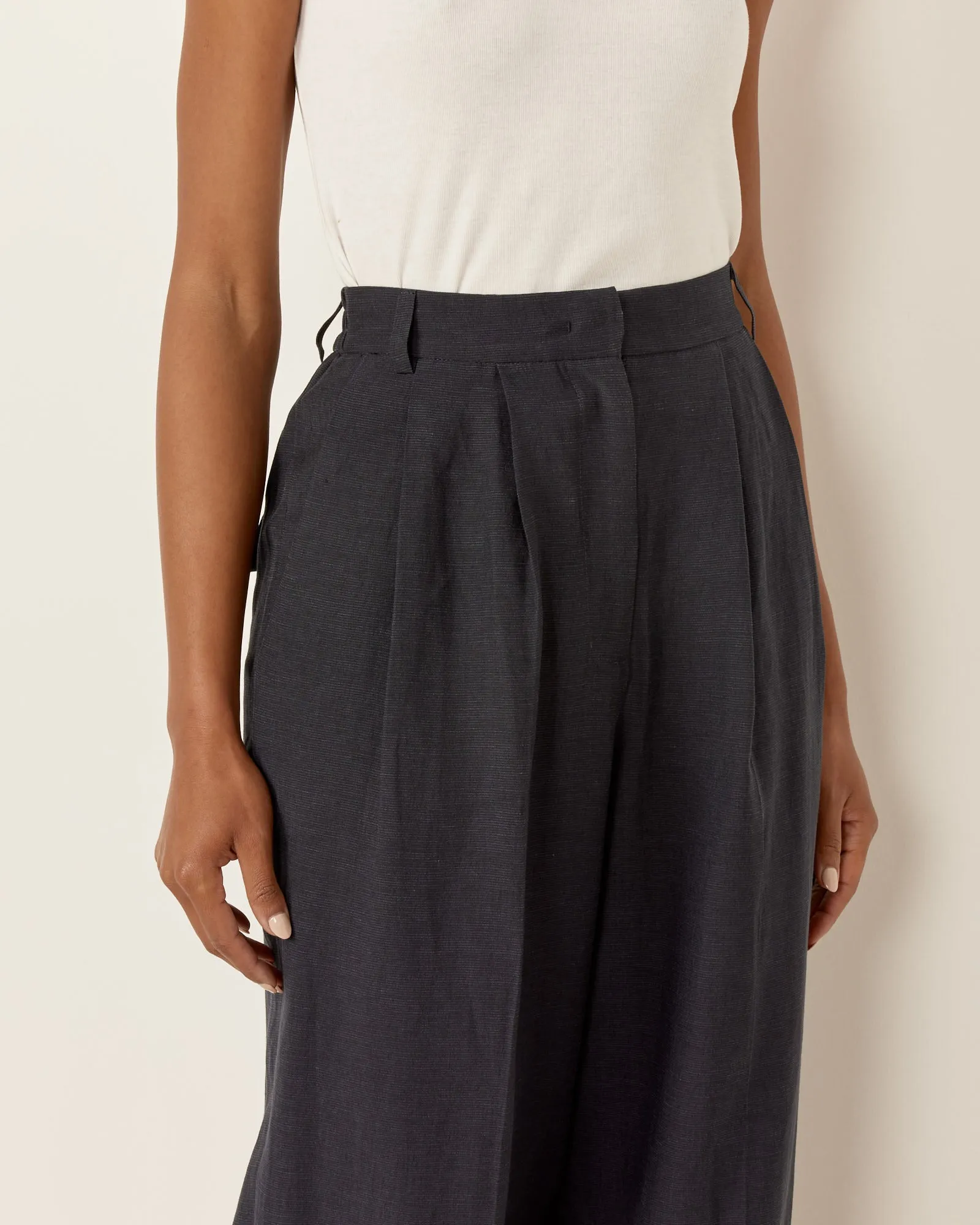 Linen Blend Wide Leg Pants in Navy sold by Mohawk General Store product image thumbnail 4