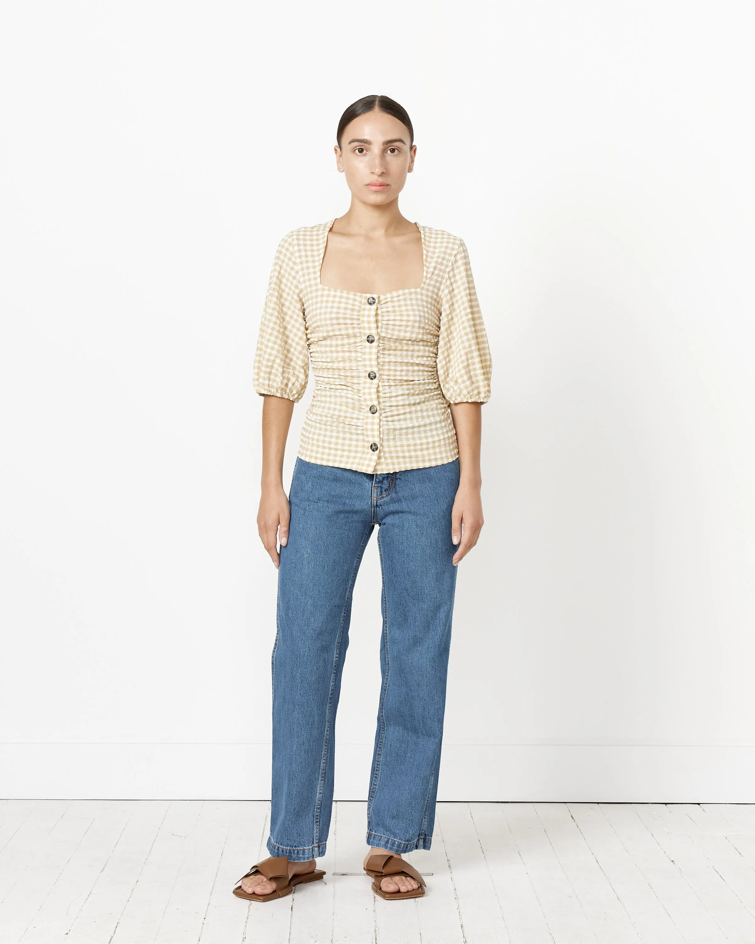 Seersucker Gathered Blouse sold by Mohawk General Store product image thumbnail 2