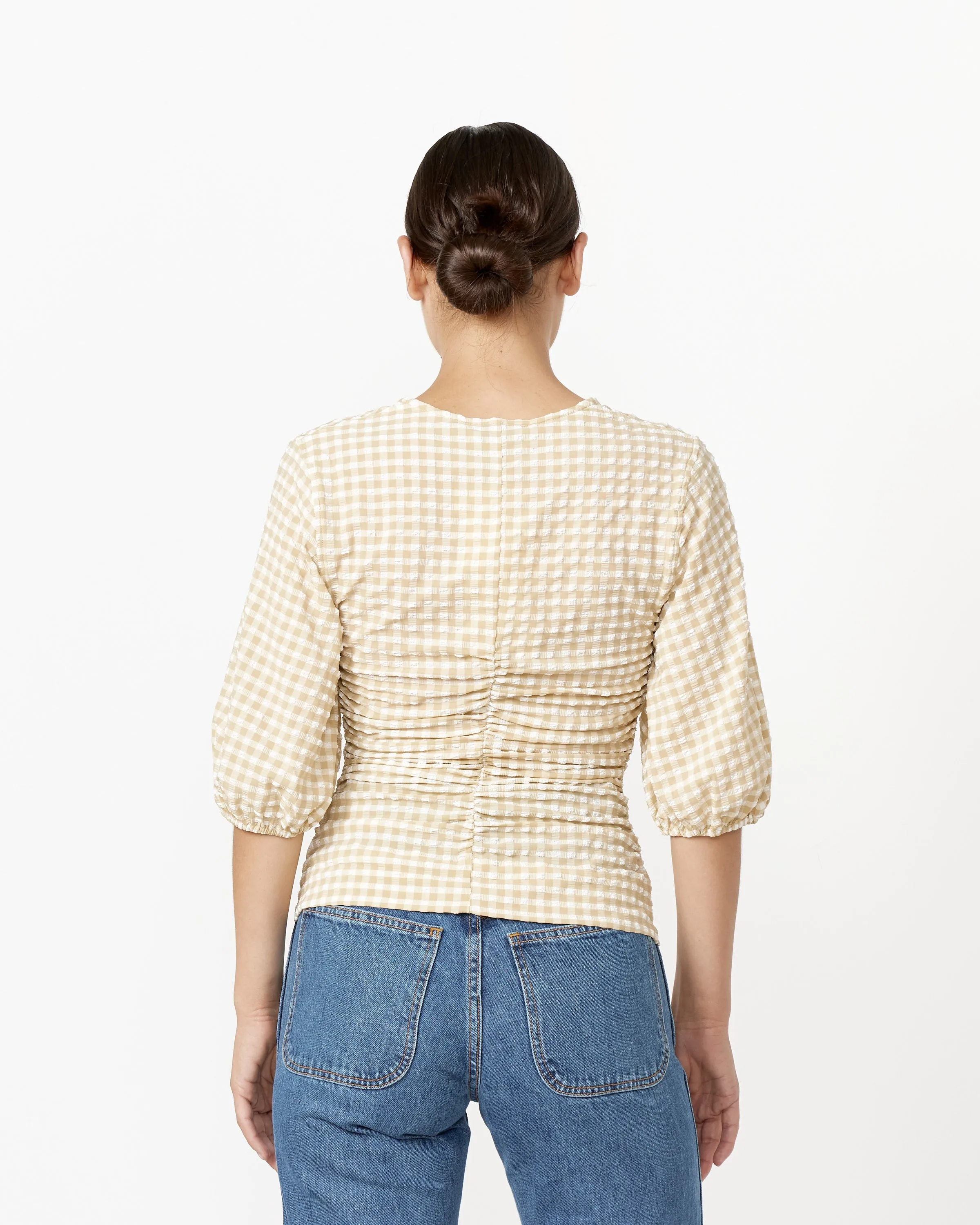 Seersucker Gathered Blouse sold by Mohawk General Store product image thumbnail 4