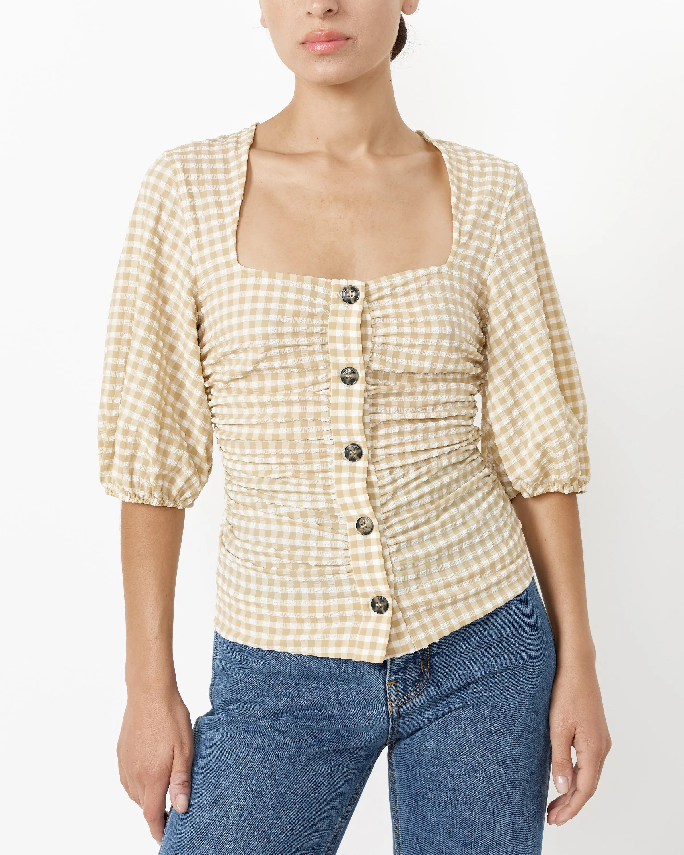 Seersucker Gathered Blouse sold by Mohawk General Store product image thumbnail 3