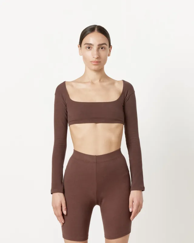 El Tigre Chiquito Long Sleeve Crop Top in Chocolate sold by Mohawk General Store