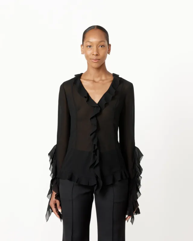 Ruffle Blouse in Black sold by Mohawk General Store